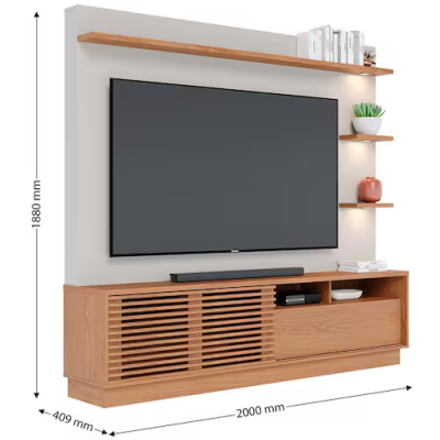 Estante para Home Theater e TV até 70 Polegadas Campeche Freijó e Off White Estante para Home Theater e TV até 70 Polegadas Campeche Freijó e Off White